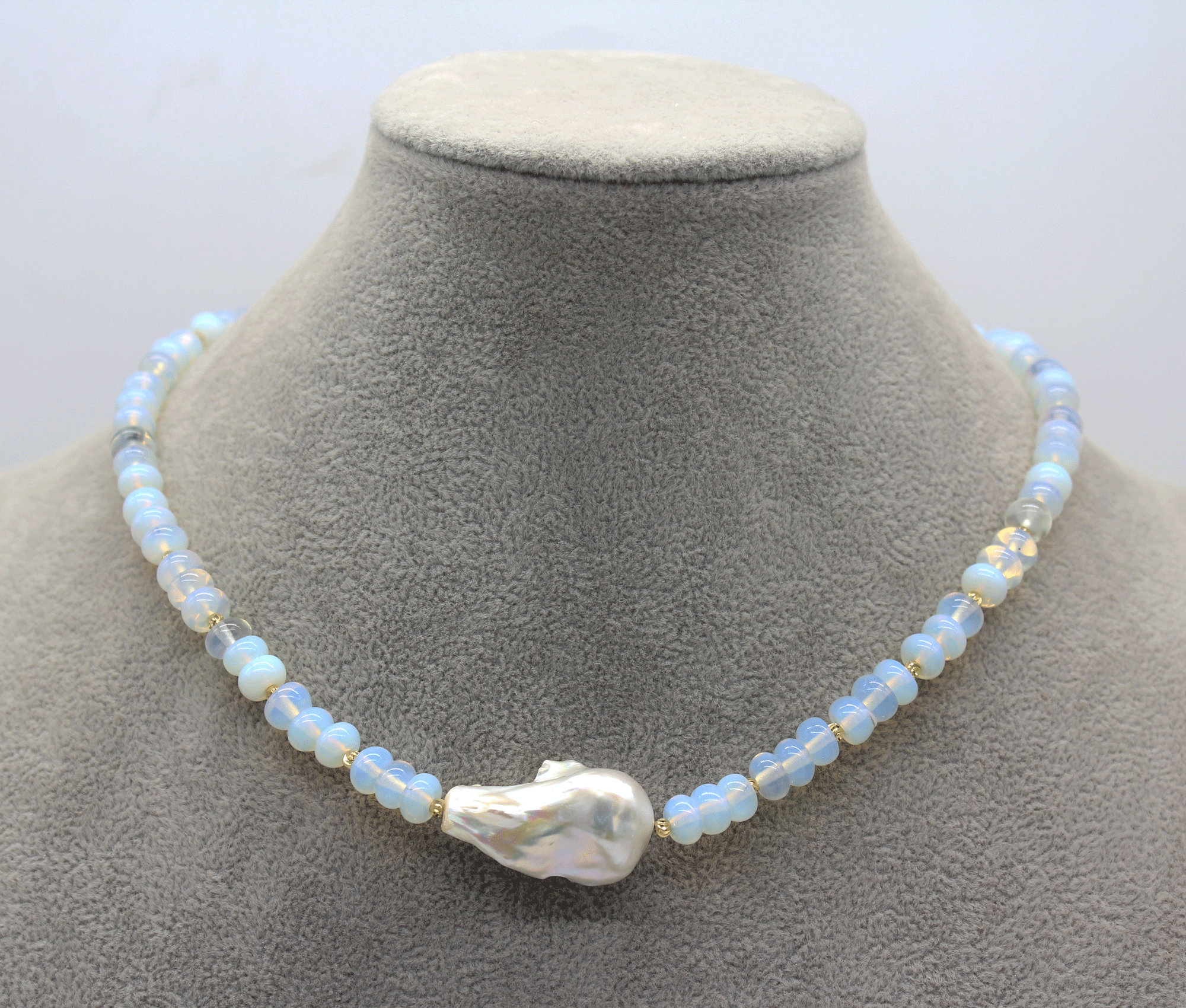 Handmade Gemstone Beaded Necklace With Baroque Pearls, Pearl Choker, Real Pearl Necklace with Stone,,Gift For Her,Valentines Gifts