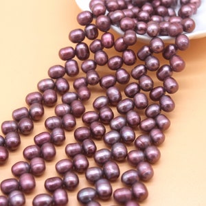 6-7mm Top Drilled Purple Freshwater Pearls,Wholesale Loose Potato Pearls,Natural Pearls for Necklace /Bracelet/ Earrings-15.5 inches-PS2208