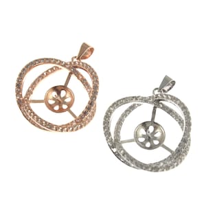 Cadre blanc de pendentif plaqué argent/or rose, cadre vierge pour perles rondes/perles, cadre blanc de la base de la lunette, collier bricolage, fourniture de breloques -- DZ009