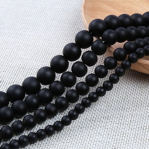 Matte Black Agate Beads,Natural Black Frosted Beads,Black Round Beads Supply,Wholesale Loose Gemstone Beads,DIY-4mm,6mm,8mm,10mm,12mm-ST11