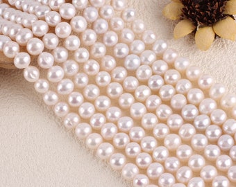 Hilo de perlas naturales de agua dulce de patata blanca de 8-9 mm, fabricación de joyas, venta al por mayor, regalo DIY - 50 unidades - BHY005-17