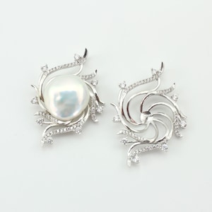 Spiral Silver Plated Blank Pendants Setting,Setting For Half Drilled Pearl,Necklace Blank Base Setting,Pearl Findings,Jewelry Making-DZ018
