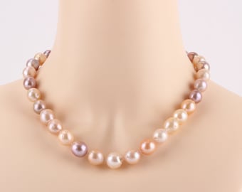 12-15mm High Luster Round Edison Pearl Choker,Real Natural Color Freshwater Necklace,Wedding Necklace,Gift for Women,Festival Day Pearl Gift