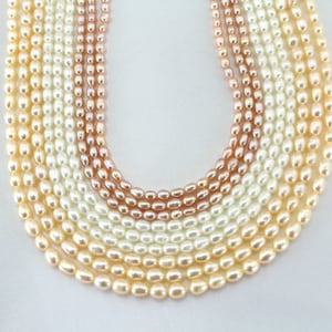 3-4mm White/Pink/Purple Seed Pearl Beads,Tiny Natural Freshwater Rice Pearls,Loose Pearl for Jewelry Making,Full Strand Pearls-14.5-15inches