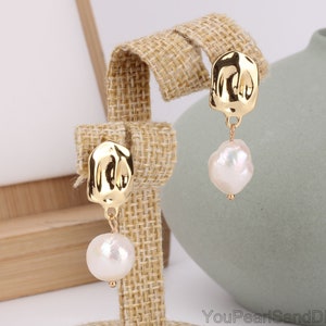 10-11mm White Natural Freshwater Pearl Earrings,Baqoue Pearls Earrings,Handmade Pearl Dangle Earrings,Wedding Earrings,Pearl Earrings Gift