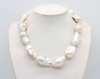 Fresh Water White broque pearls Pearl Necklace 4x6mm 15" 52715 