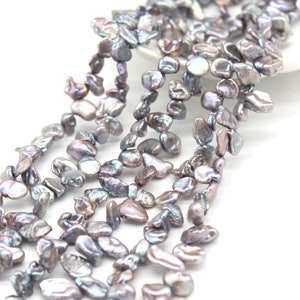 7-8x8-10 MM Good Quality Keshi Pearls Strand,AAA Dark Gray Keshi Freshwater Pearls,Keshi Reborn Pearl Beads,Wholesale--15.5 inches-PS2234