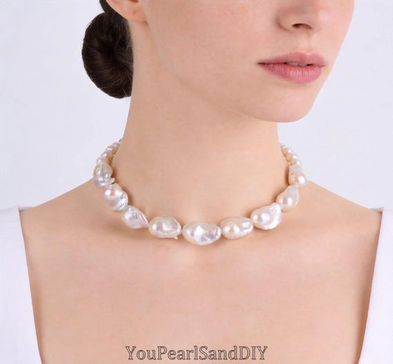 ネックレス・ペンダント handmade pearl necklace Handmade Baroque Pearl Necklace, White Freshwater Pearls, Gift for