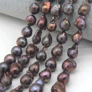 12-14x18-25mm Large Genuine Fireball Baroque Pearl,Black Red Flameball  Nucleated Freshwater Pearls,DIY,Ful Strand Supply-16.5 inches-PS2319