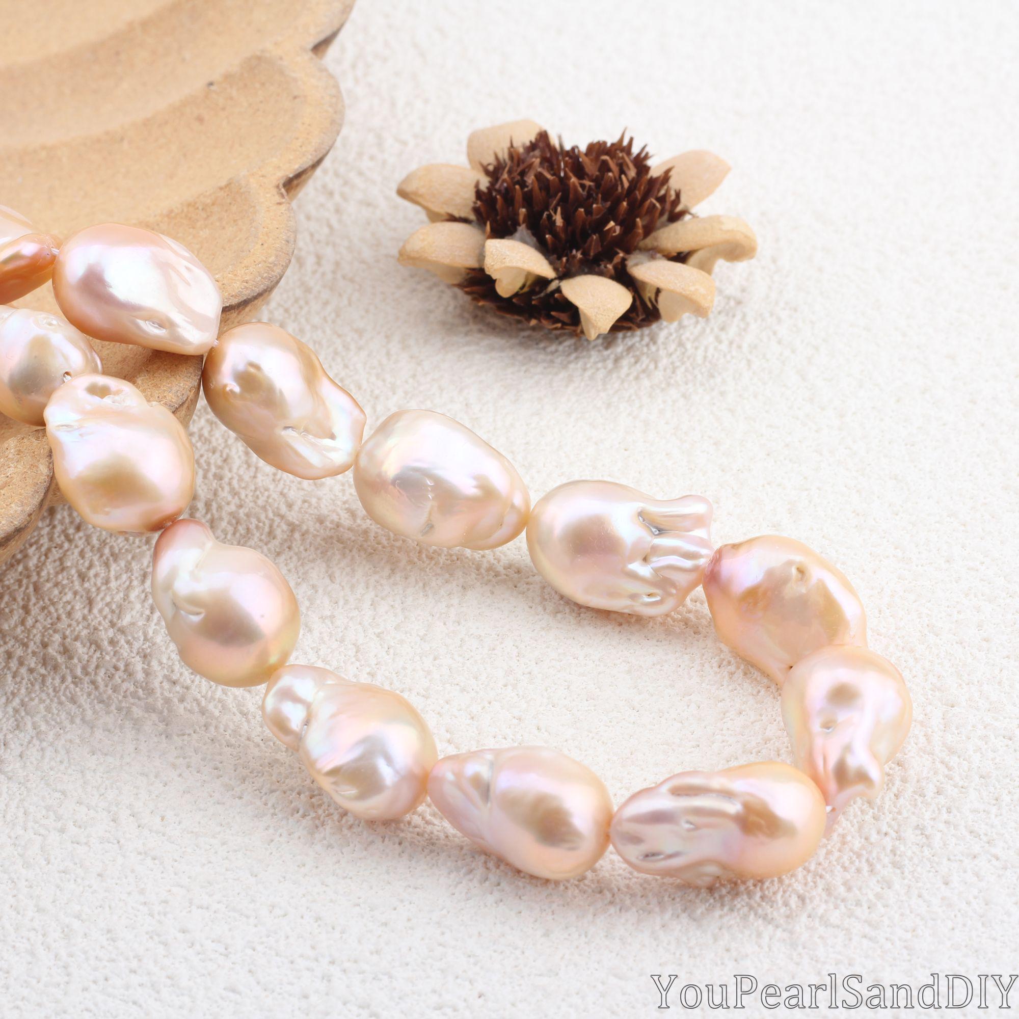13-15x16-20mm Natural Pink Fireball Baroque Freshwater Pearl