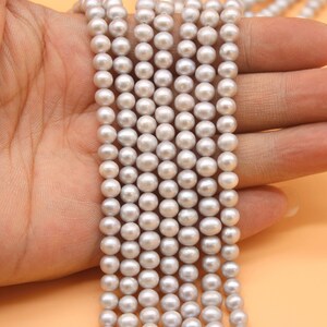 5-5,2 mm graue natürliche Süßwasserperlen, kleine fast runde Perlen, lose Perlenstränge, Perle für DIY Perlenkette, DIY Geschenke-15,3 Zoll