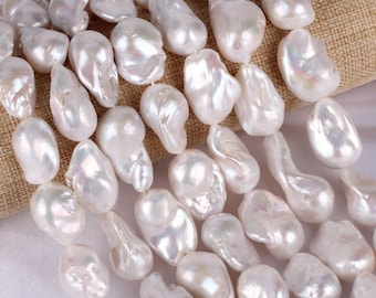 Perle di perle barocche Fireball di alta qualità, perle di perle d'acqua dolce nucleate bianche naturali, perle sciolte per gioielli di perle fai da te, all'ingrosso-YHZ002-1