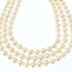 8-9mm Genuine Freshwater Pearls,Loose White Round Pearls,Pearl For Necklace /Bacelet Design,Wedding Jewelry,DIY Pearl Jewelry for Gift-NFP78 image 2