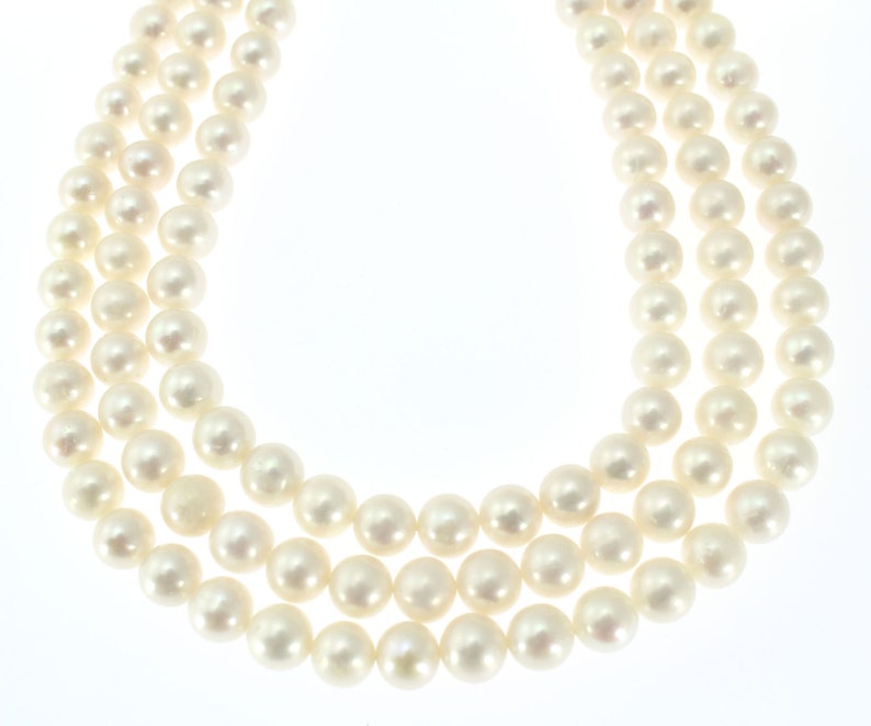 8-9mm Genuine Freshwater Pearls,Loose White Round Pearls,Pearl For Necklace /Bacelet Design,Wedding Jewelry,DIY Pearl Jewelry for Gift-NFP78 image 2