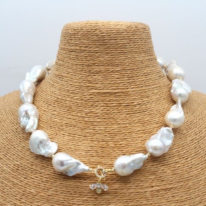 14-16mmx25-28mm Natural Baroque Pearl Necklace,Handmade White Pearl Necklace,Bridal Necklace,Mother&#39;s Day Gift,Minimalist Necklace-NL2203