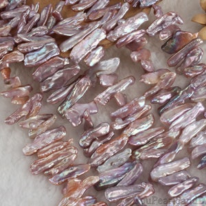 8-10x20-30MM High Luster Natural Purple Biwa Freshwater Pearl,Loose Biwa Pearl Supply,DIY Pearl Jewelry,Wholesale-15Inches-50-51pcs-PB003-5