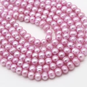 Lavender Potato Pearl Beads,8-9mm Near Round Ring Potato Freshwater Pearl,Pearl Jewelry,Wholesale Pearl,Full Strand Pearl Supply-14-15Inches