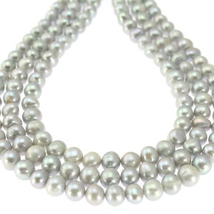 9-10 mm echte Perlen, silbergraue Kartoffelperle, natürliche Süßwasserperlen, lose Perlen Versorgung, Perlen für DIY-Halskettenarmband, Großhandelsperlen