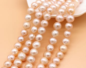 7-8mm Natural Fresh Water Pink Pearl Beads Strand,Round Baroque Pearl Beads,Wedding Pearls,Loose Pearl Beads,Wholesale Pearls