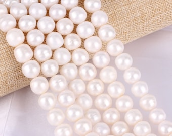 Good Luster 11-12mm Natural Freshwater Pearl Beads,Loose Round Pearl Beads,Jewelry Necklace Beads,Wholesale Pearl-15.5 Inches-40Pcs-BHY008