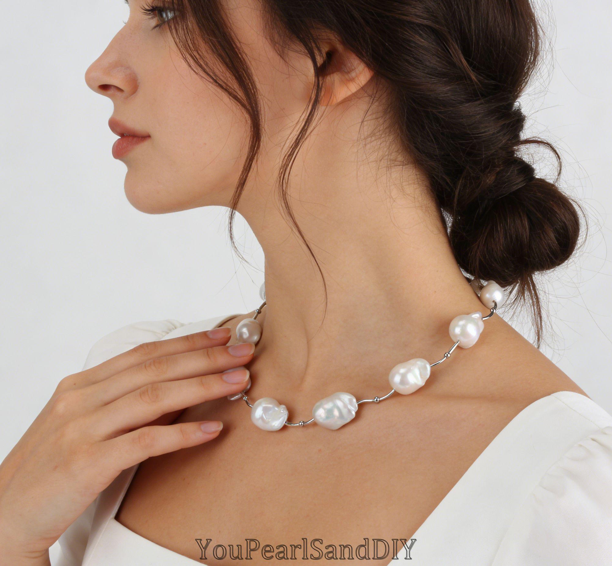 12-15x15-18mm Natural White Baroque Pearl,handmade Fireball Pearls