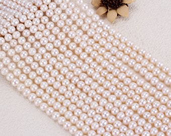 Good Luster 7-8mm Natural Freshwater Pearl Beads,Loose Round Pearl Beads,Jewelry Necklace Beads,Wholesale Pearl-15.5 Inches-66Pcs-BHY003-14