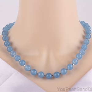 10 mm handgemachte Himmelblau Jade Halskette,Blau Jade Perlen Choker,Energey Edelstein,Heiledelstein,Edelsteinschmuck für Sie,Jubiläumsgeschenk