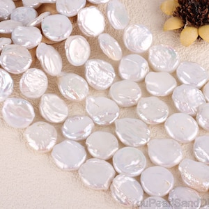15-16mm Natural White Coin Pearl,Coin Freshwater Pearls,DIY Pearl Jewelry,Loose Pearls for Jewelry Making,Wholesale Pearls-NK001-11