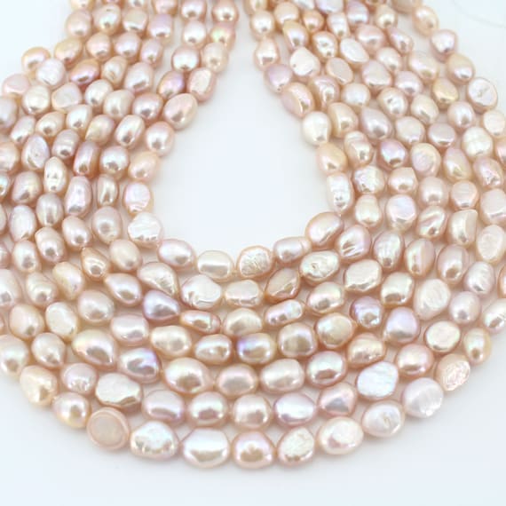 8-9mm Mixed Colours White Pink Peach Mauve Baroque Nugget Freshwater Pearls A