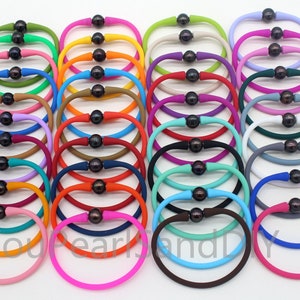 100PCS-10-11mm Freshwater Pearls &18 colors Silicone Rubber Waterproof Stretch Bracelet,Natural Pearls Rubber Bracelet,Gift for Her-W016