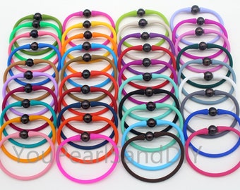 100PCS-10-11mm Freshwater Pearls &18 colors Silicone Rubber Waterproof Stretch Bracelet,Natural Pearls Rubber Bracelet,Gift for Her-W016