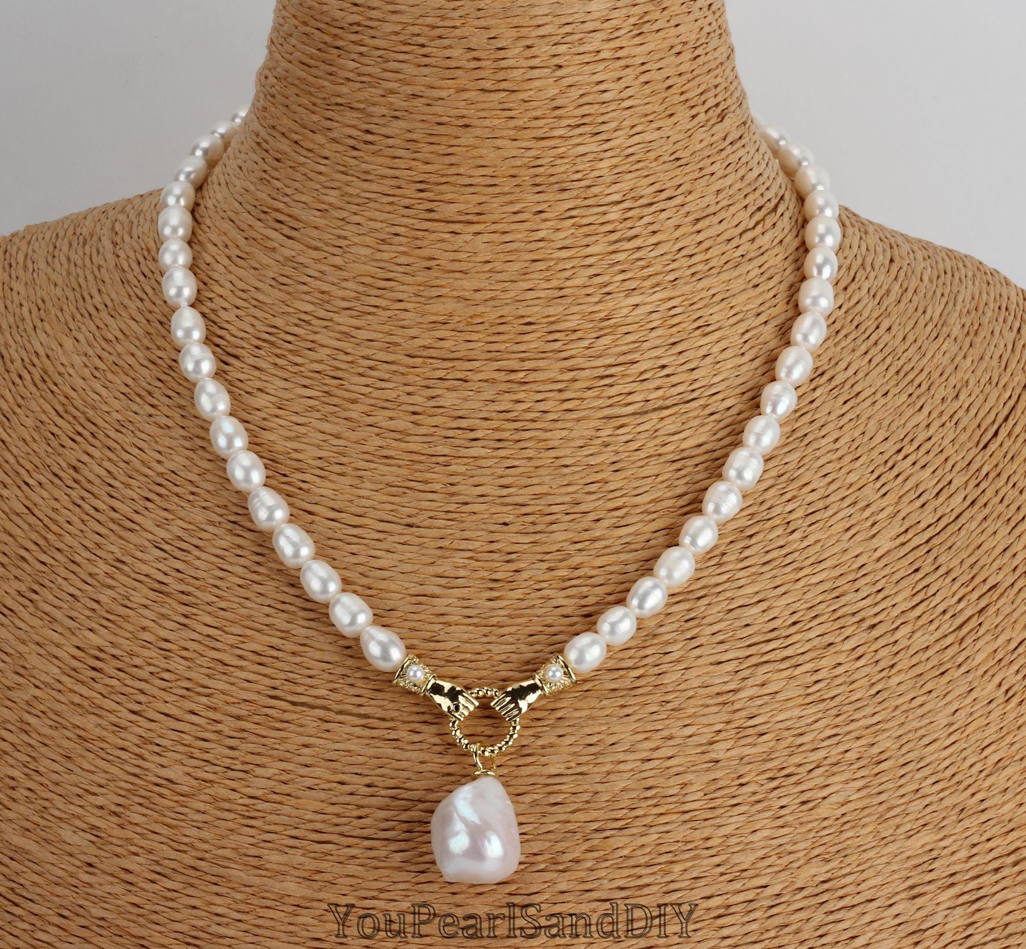 Cuentas Sueltas Con Forma De Arroz De Concha Blanca Natural, Abalorios