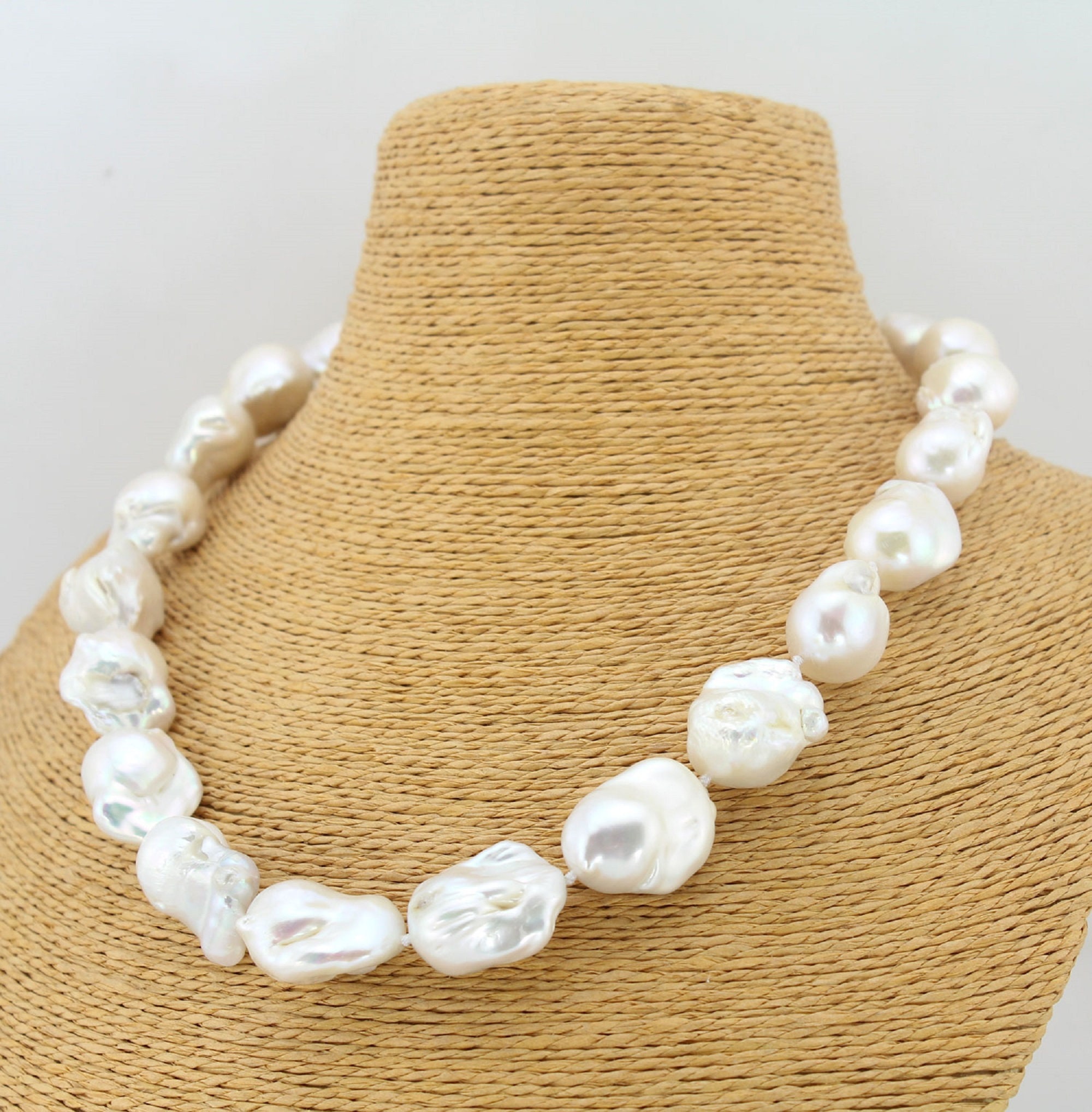 White Baroque Freshwater Pearl Strand AAAA Quality 