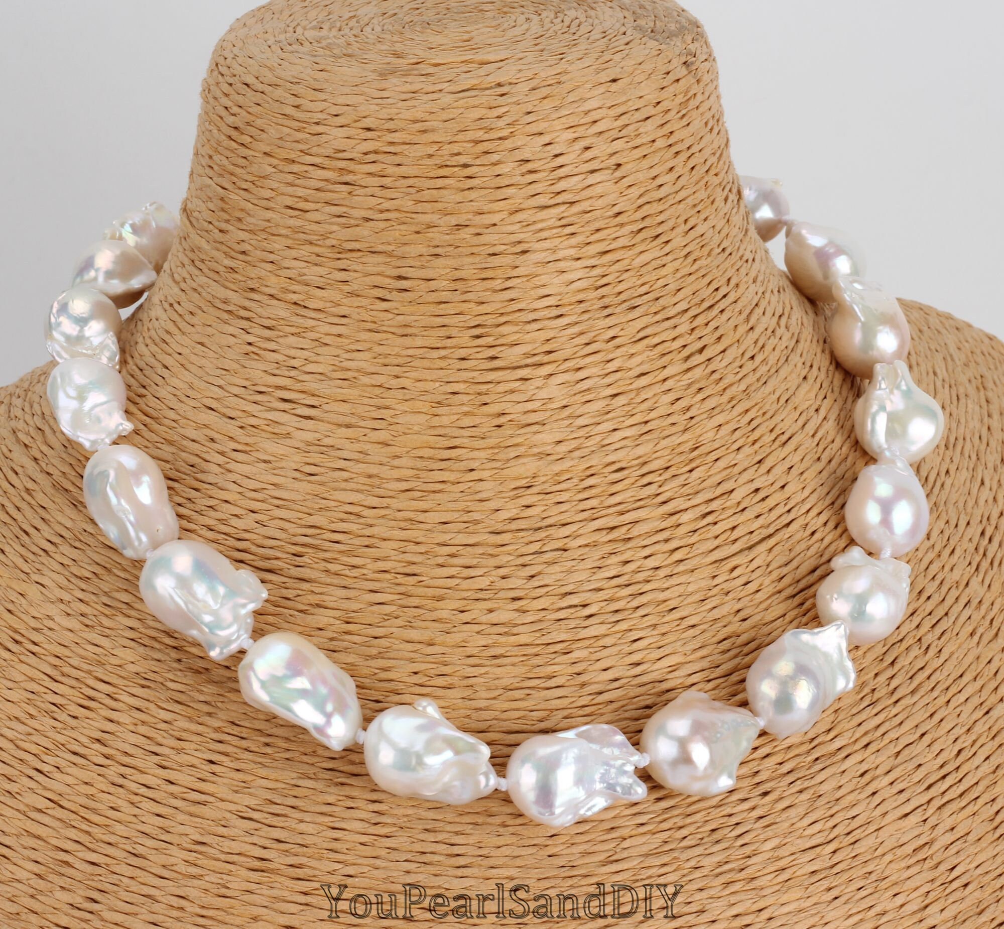 Collana Lunga Di Perle Barocche D'Acqua Dolce Naturali - Foto 5