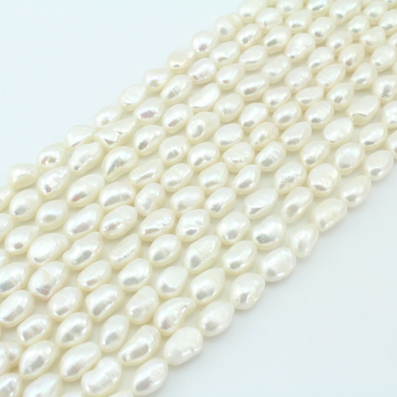 Genuine Pearls 8-9mm White Nugget Baroque Pearl beads Natural Freshwater Pearl Beads Pearl for jewelry making14-15inches