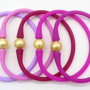 2PCS 18 Colors Silicone Rubber Stretch Bracelet,Silicone Bracelet With Pearls,Minimalist Bracelet,Matching Bracelet,Bracelet Gifts-W006