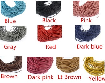 2mm  Round Leather Cord, More colors Leather Cord, Leather Lace Beading String Bracelet Necklace Making