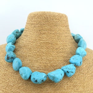 20-23mmHandmade Chunky Turquoise Jewelry,Rough Turquoise Gemstone Necklace/Bracelet/ Earrings,Turquoise Statement Necklace,Gift For Her-TN07