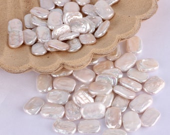Undrilled Rectangle Natural White Pearl Beads,12x13mm Loose No Hole Freshwater Pearl Beads,Pearl For Jewelry Making,Pearl Supply,DIY-WH001