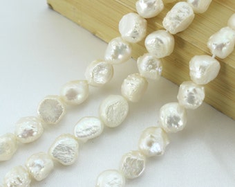 9-11mmx11-12mm Natural White Rosebud Freshwater Pearl,Nugget Drusy Pearls,Loose Pearl for DIY Necklace/Earrings/ Bracelet,Full Strand Supply