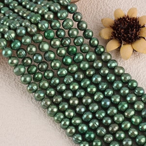8-9mm Green Potato Freshwater Pearls,Loose Pearls For DIY Jewelry,Full Strand Pearls Supply,Wholesale Pearls,DIY Jewelry-50pcs-BHY005-4