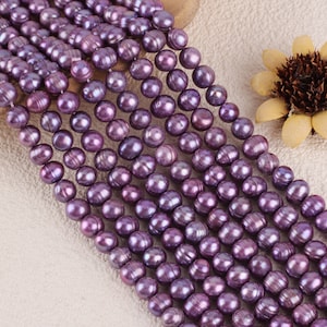 8-9mm High Lustrous Purple Round Freshwater Pearl,Genuine Freshwater Pearl,Loose PearlsSupply,Wholesale Pearl,Jewelry Making-15 Inches-50pcs