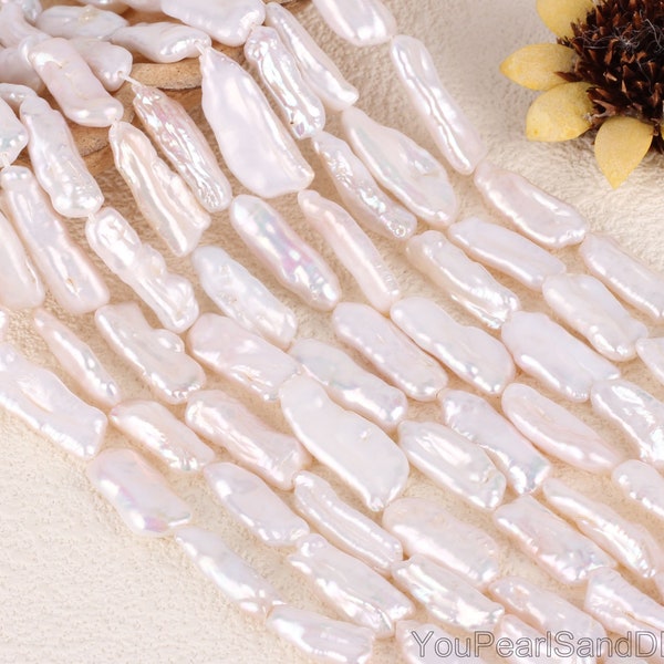 8-10x23-26mm High luster White Biwa Pearls,Long Stick Pearls,Loose Biwa Pearls Supplies,Freshwater Cultured Pearls,Wholesale Pearls-PB006-2