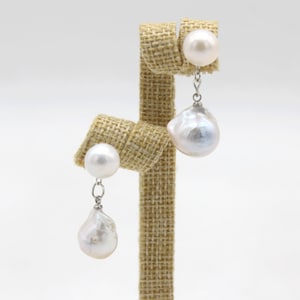 Natural White Drop Baroque Pearl Earring,Genuine  Baroque Pearl Jewelry,Handmade Freshwater Pearl Dangle Earring,Wedding Gift-ER092