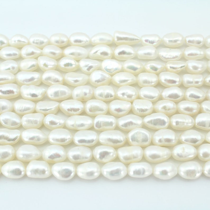Genuine Pearls 8-9mm White Nugget Baroque Pearl beads Natural Freshwater Pearl Beads Pearl for jewelry making14-15inches
