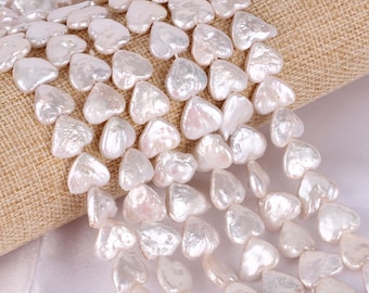 12x12mm Natural White Heart Freshawater Pearls Beads Strand Supply,Wedding/Bridal Pearl-15 inches-AL002