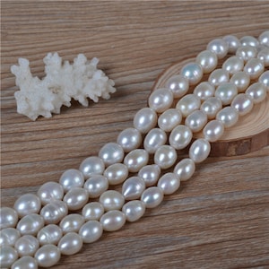 6-7mm High Luster Natural White Rice Pearl,Loose Freshwater Pearl,Pearls for DIY Wedding Gift,Christmas Pearls,Wholesale Pearls-14.5inches