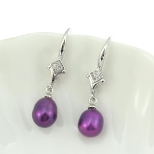 Silver Plated CZ Hook Earrings Setting,Blank Ear Post For Half Drilled Pearl and Beads,Earrings Bases Settings,DIY Earrings,Wholesale-ER026