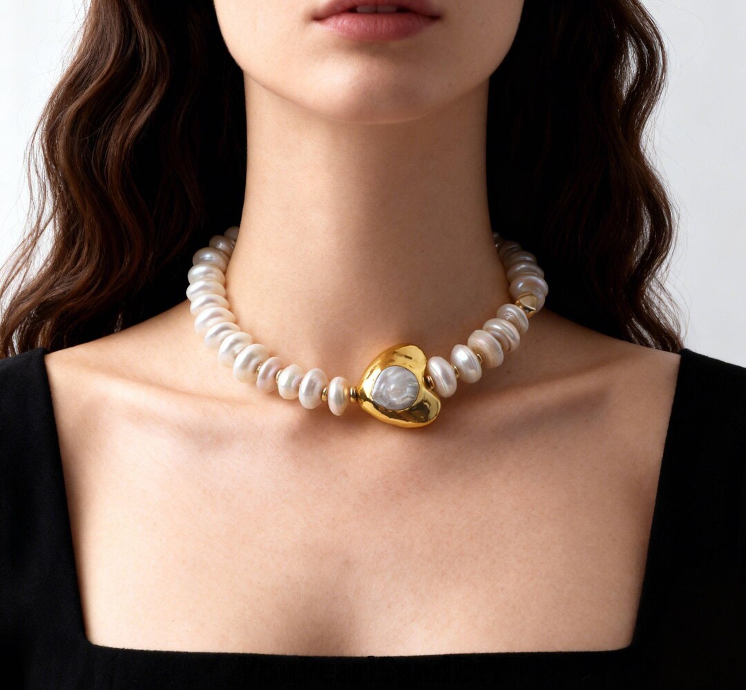 Natural Freshwater Abacus Pearls&30mm Wrapped Heart Pearl,handmade ...