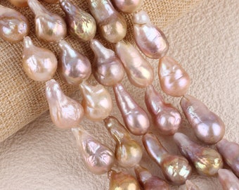12-13x18-28MM Teadrop Baroque Pearl Beads,Natural Pink Rainbow Freshwater Pearl Beads,DIY Pearl Jewelry,Wholesale Real Pearls,Gifts-YHZ006-1